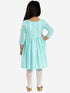 Girl's Green Pure Cotton Chikankari Kurta With Leggings